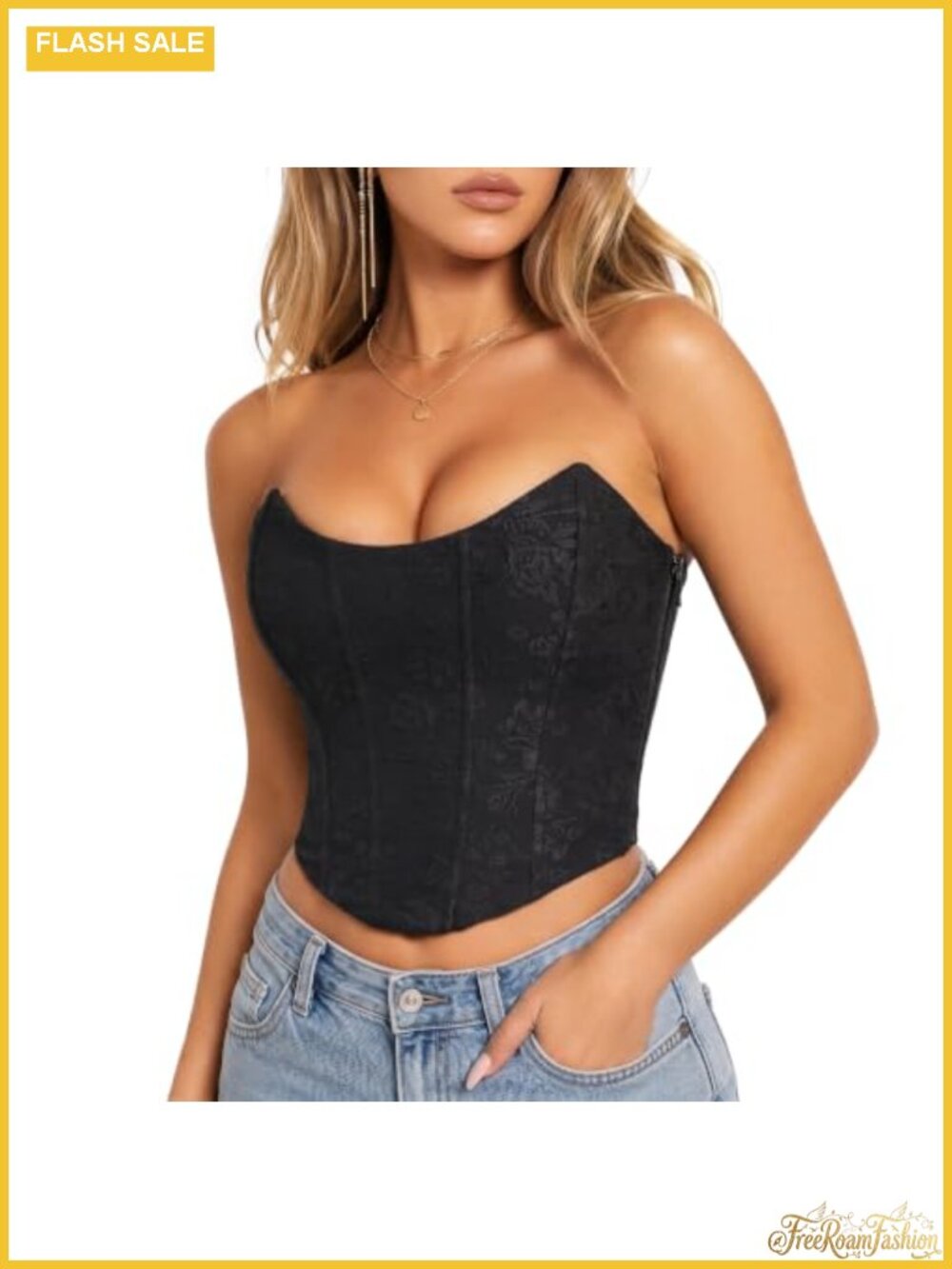 Womens Mesh Lace Corset Top Strapless Bustier Side Zipper Sexy Party